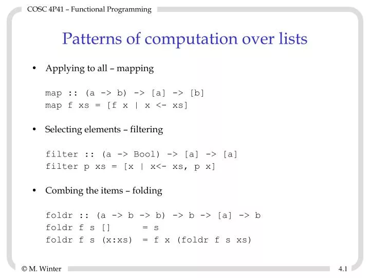 patterns of computation over lists