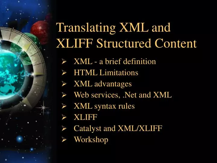 translating xml and xliff structured content
