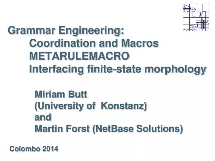 grammar engineering coordination and macros metarulemacro interfacing finite state morphology