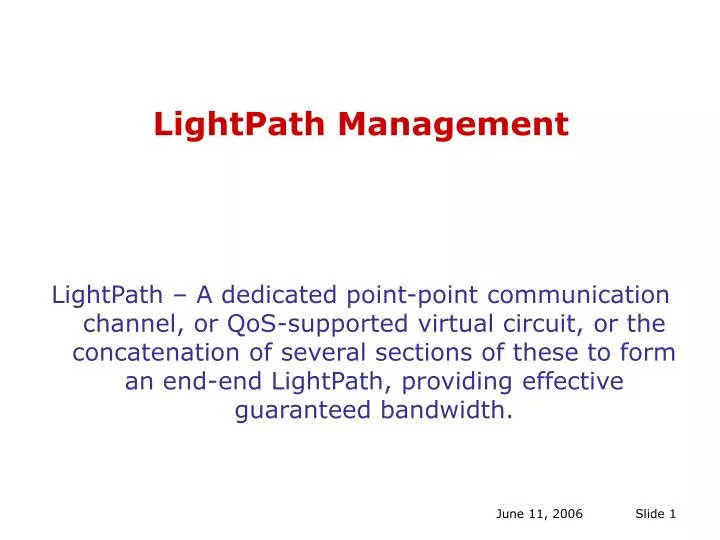 lightpath management