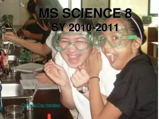 MS SCIENCE 8 SY 2010-2011