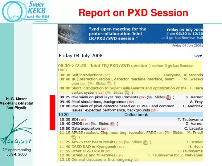 report on pxd session