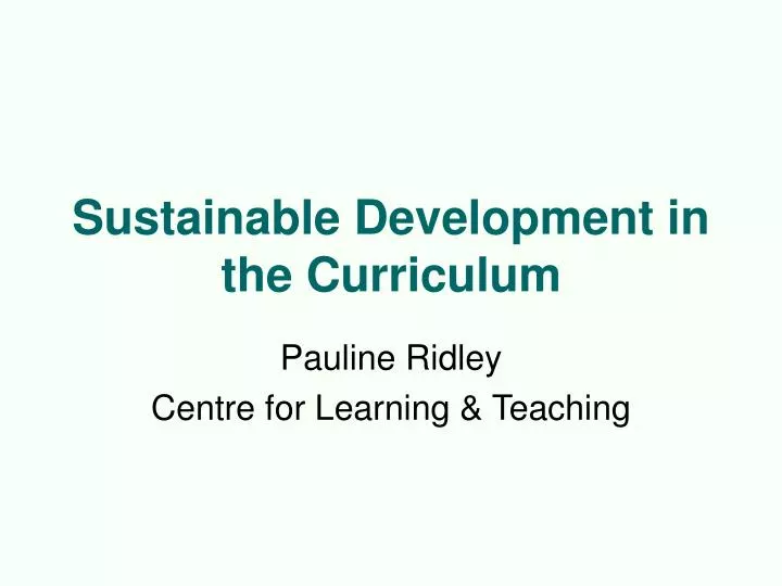 sustainable development in the curriculum