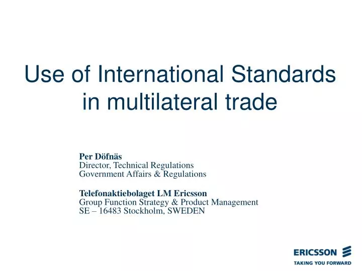 use of international standards in multilateral trade