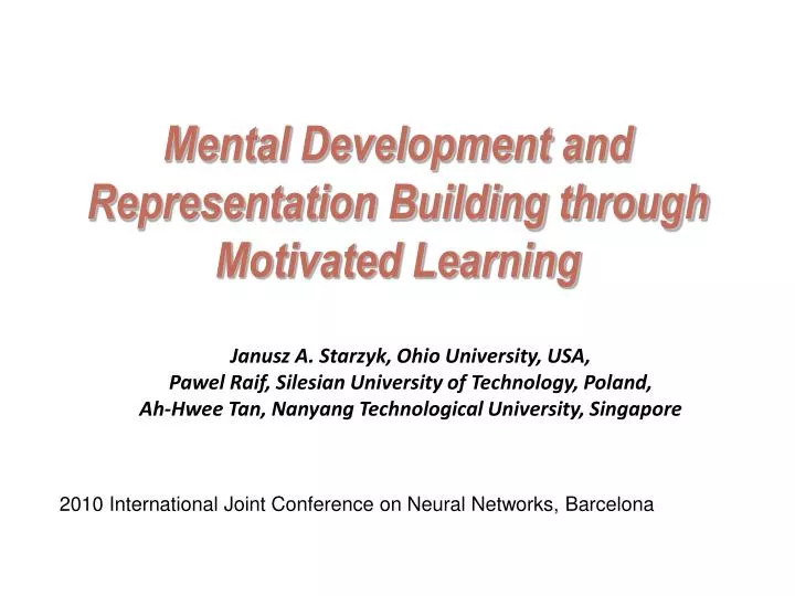 mental development and representation building through motivated learning