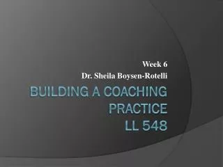 Building a Coaching Practice LL 548