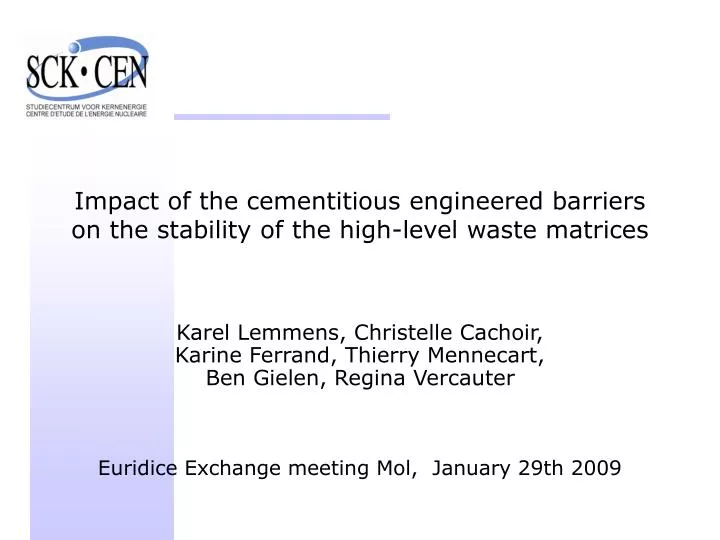 impact of the cementitious engineered barriers on the stability of the high level waste matrices