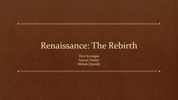 renaissance the rebirth