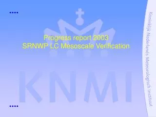 Progress report 2003 SRNWP LC Mesoscale Verification