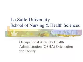 La Salle University School of Nursing &amp; Health Sciences