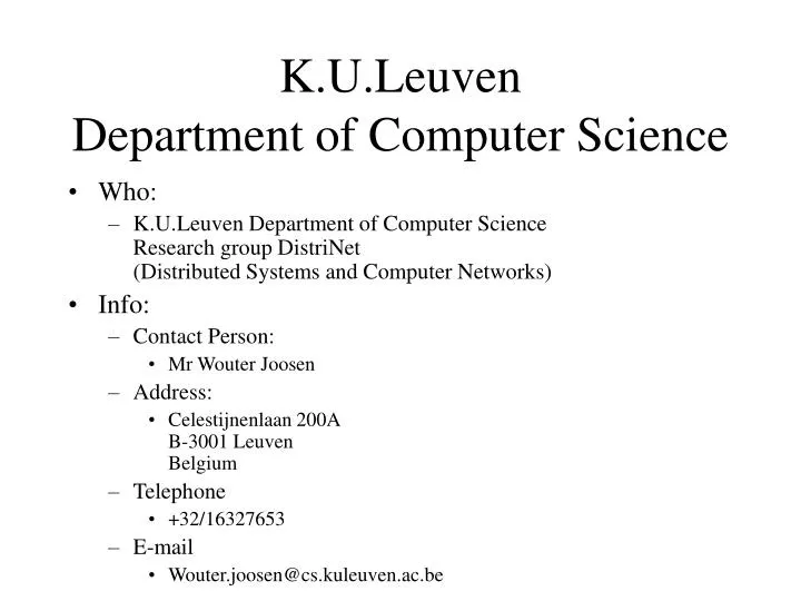 k u leuven department of computer science