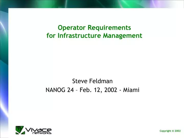 operator requirements for infrastructure management