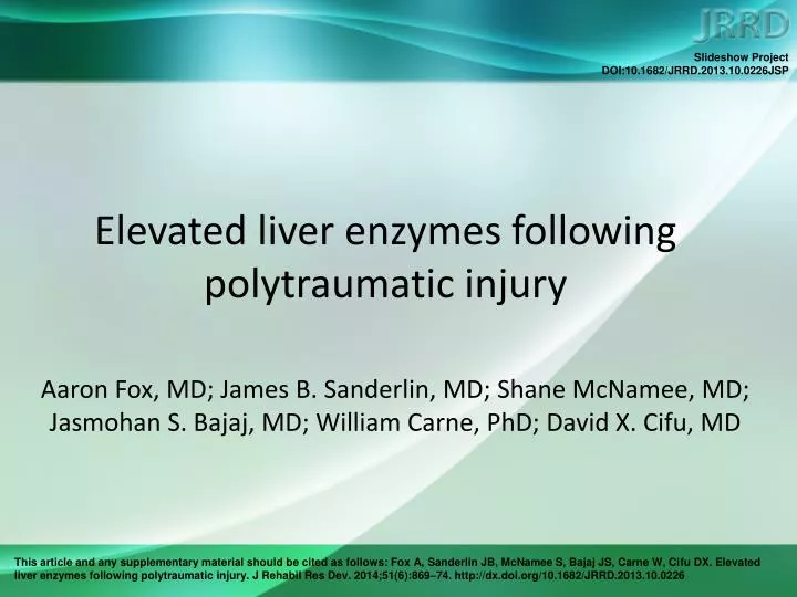 elevated liver enzymes following polytraumatic injury