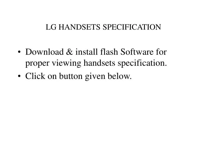lg handsets specification