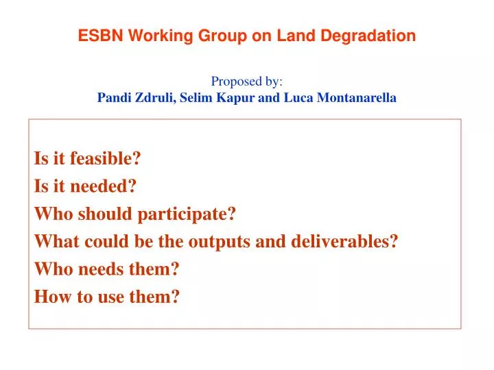esbn working group on land degradation