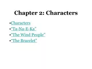 Chapter 2: Characters