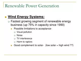 Renewable Power Generation