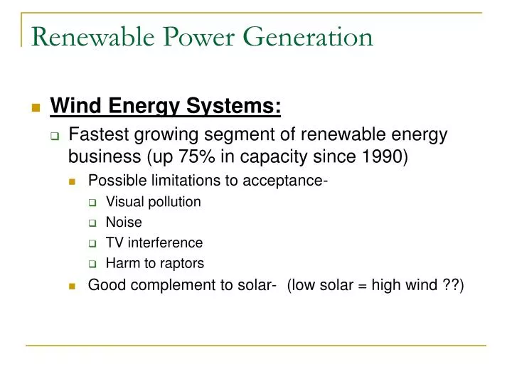 renewable power generation