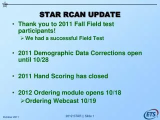 STAR RCAN UPDATE