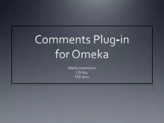 Comments Plug-in for Omeka