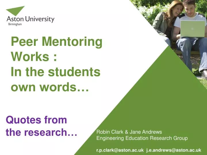 peer mentoring works in the students own words
