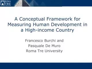 A Conceptual Framework for Measuring Human Development in a High-income Country