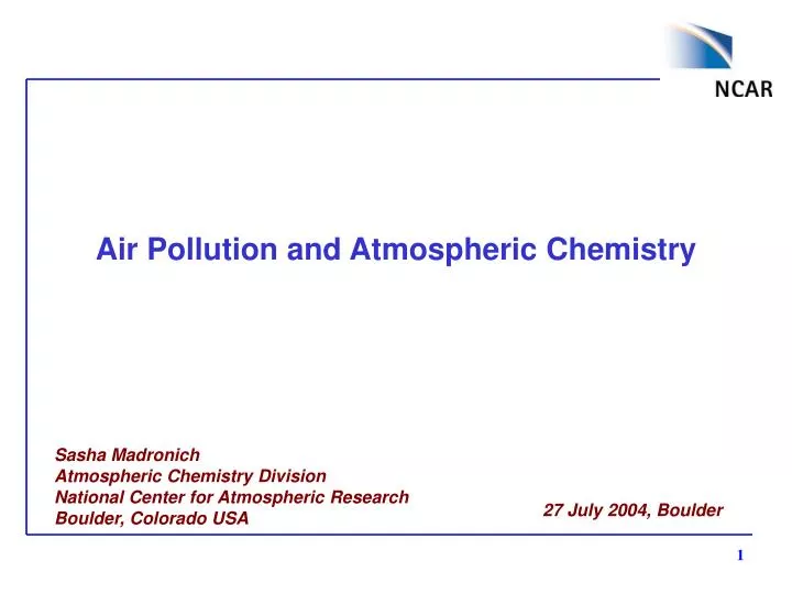 air pollution and atmospheric chemistry