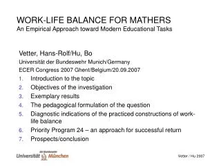 WORK-LIFE BALANCE FOR MATHERS An Empirical Approach toward Modern Educational Tasks