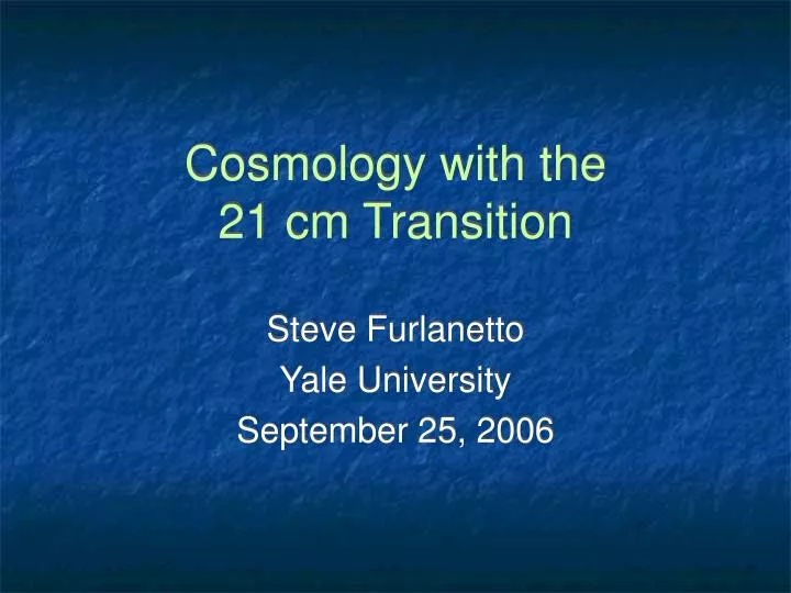 cosmology with the 21 cm transition