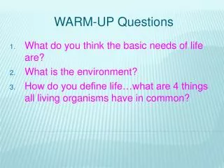 WARM-UP Questions