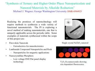 Perovskite Nanorods Ferroelectrics for nanoelectronics Lanthanide Compound Nanoparticles and Rods