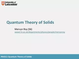 Quantum Theory of Solids