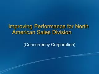Improving Performance for North American Sales Division