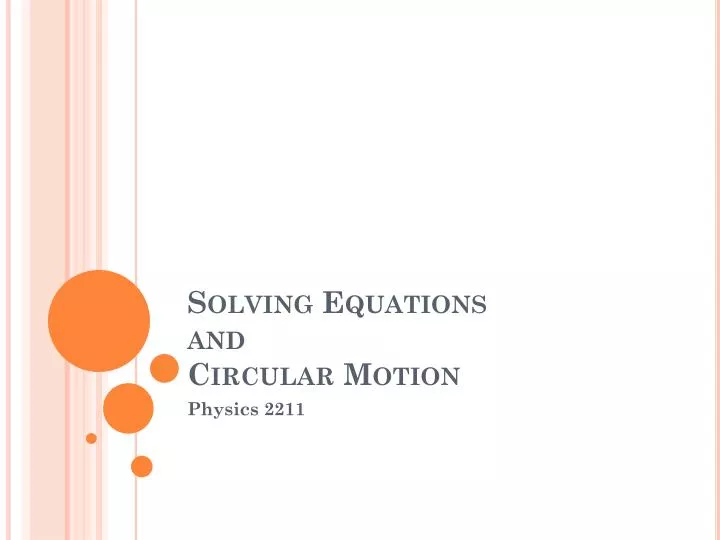 solving equations and circular motion