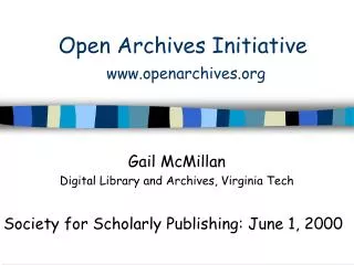 Open Archives Initiative openarchives