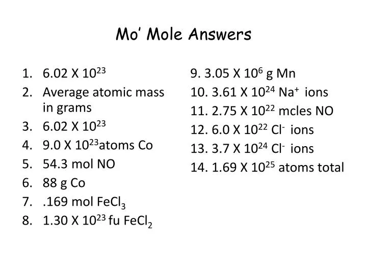 mo mole answers