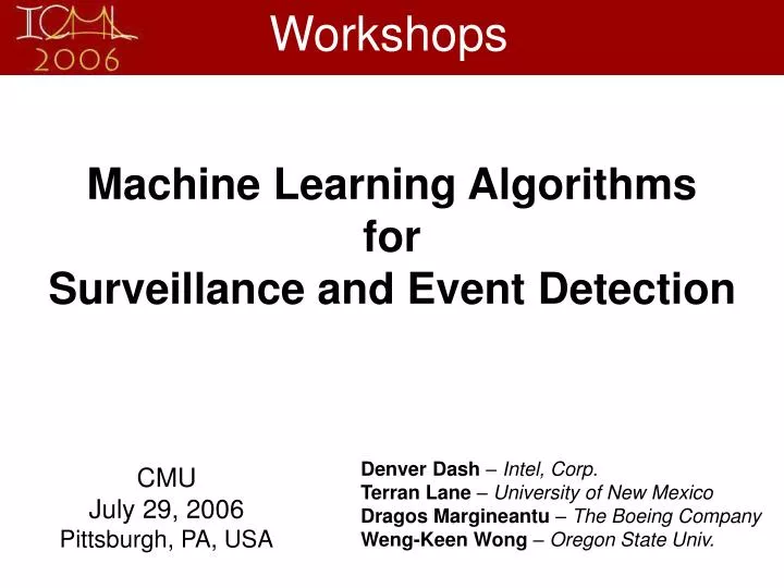 machine learning algorithms for surveillance and event detection