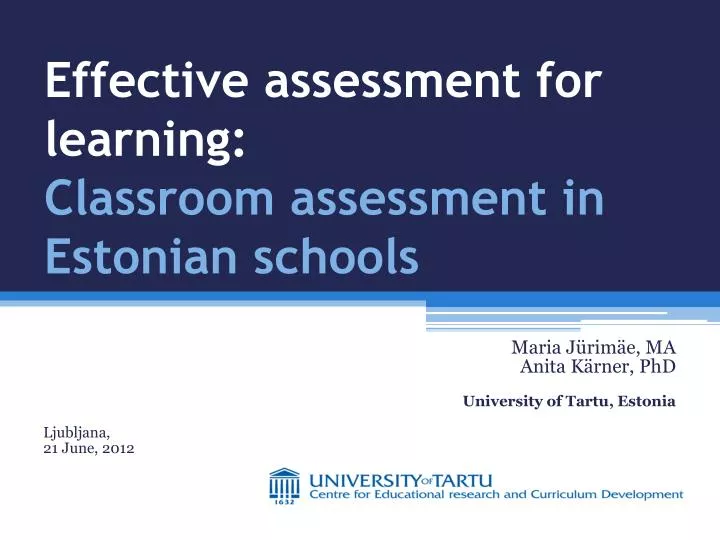 effective assessment for learning classroom assessment in estonian schools