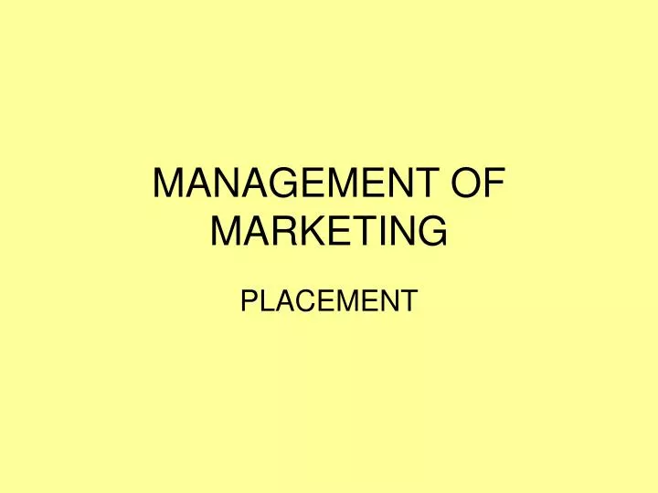 management of marketing