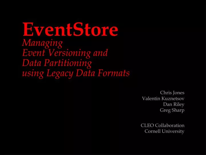 eventstore managing event versioning and data partitioning using legacy data formats