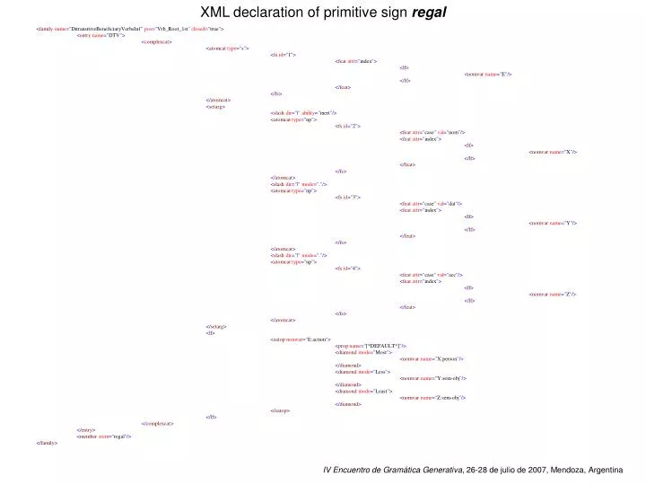 xml declaration of primitive sign regal