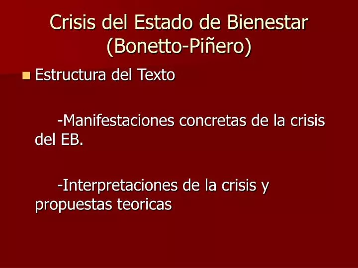 crisis del estado de bienestar bonetto pi ero