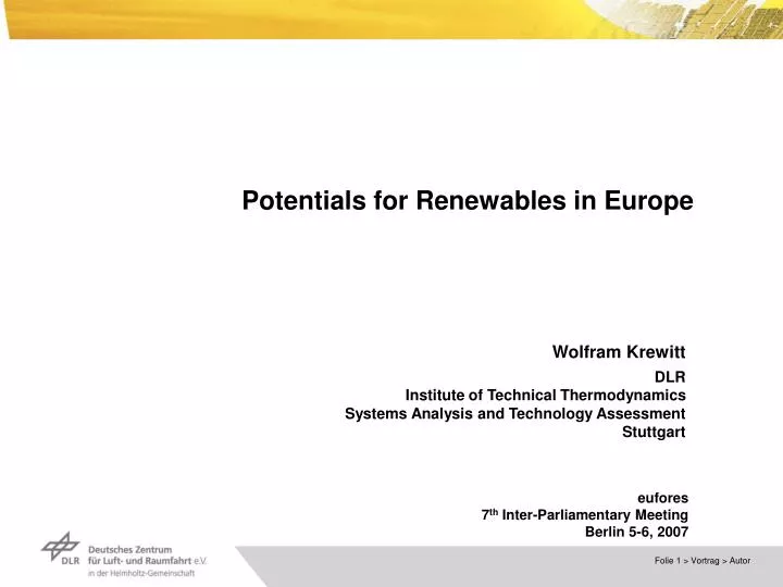 potentials for renewables in europe