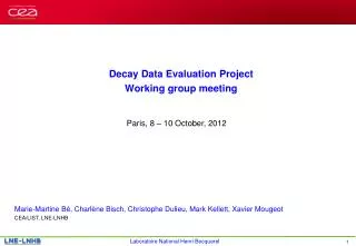 Decay Data Evaluation Project Working group meeting