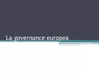 La governance europea