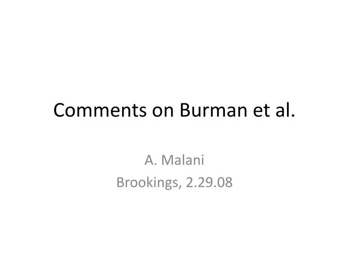comments on burman et al