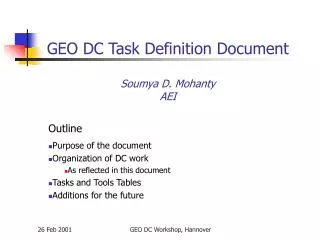 GEO DC Task Definition Document Soumya D. Mohanty AEI
