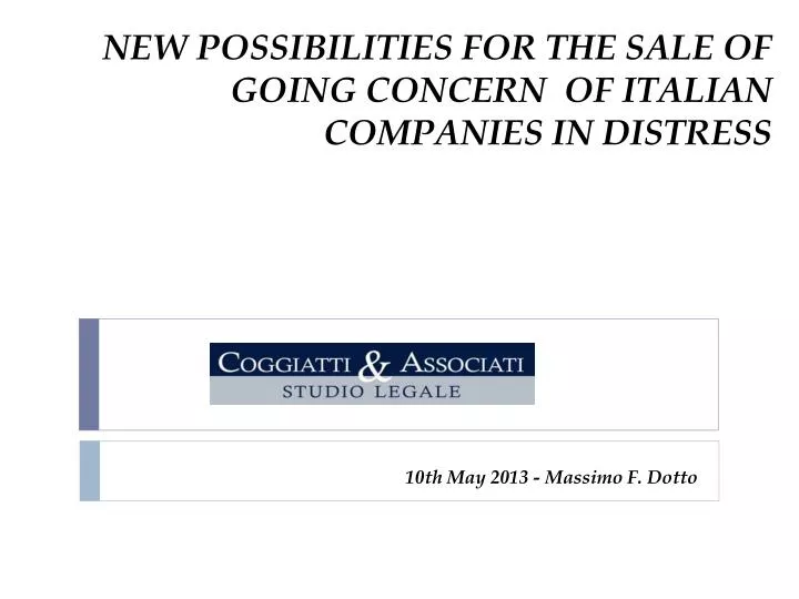 new possibilities for the sale of going concern of italian companies in distress