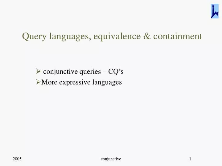 query languages equivalence containment
