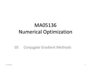 MA05136 Numerical Optimization